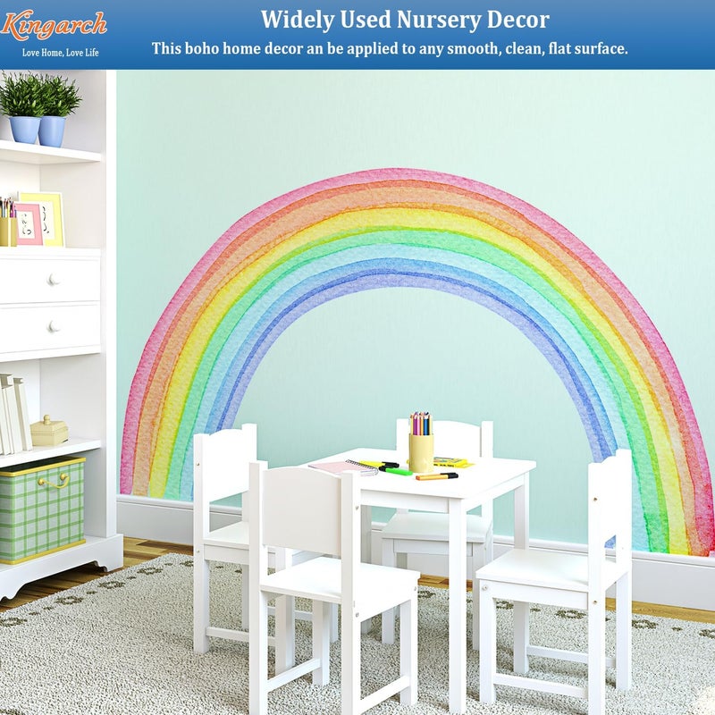 Kingarch Large Watercolor Rainbow Wall Decals, Colorful Peel and Stick Vinyl Nursery Wall Decor, Removable Home Room Wall Decor Murals Stickers for Kids Girls Toddler Bedroom Living Room Playroom - Image 3